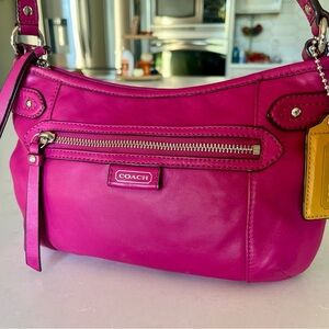 Vintage Coach Boho-Style Handbag in Hot Pink Leather